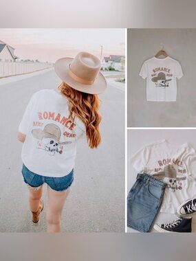 Women’s P&Co White Graphic Logo Romance aint Dead T-Shirt